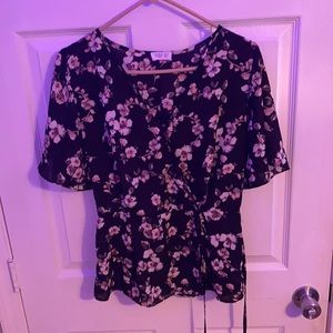 Black & pink coral blouse